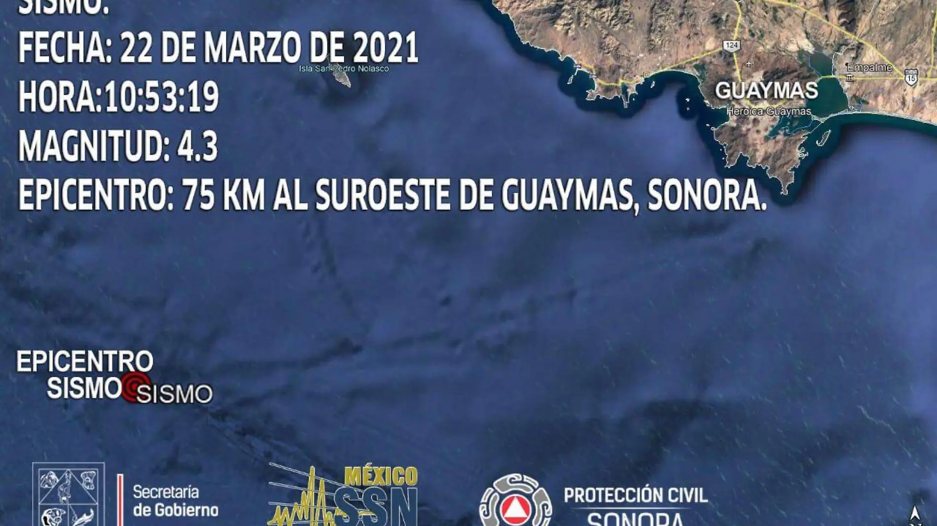 sismo temblor Guaymas y Empalme 